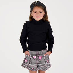 Angel's Face-Серо-розовые шорты в клетку с сердечками | Childrensalon Outlet