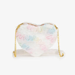 انجلز فيس-حقيبة شكل قلب فرو صناعي لون أبيض (21 سم) | Childrensalon Outlet