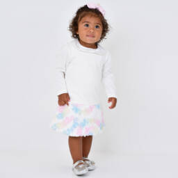 Angel's Face-فستان فرو صناعي وجيرسي لون أبيض للمولودات | Childrensalon Outlet