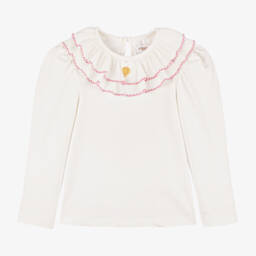 Angel's Face-توب بياقة قطن لون عاجي للبنات | Childrensalon Outlet