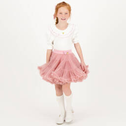 Angel's Face-توب بياقة قطن لون عاجي للبنات | Childrensalon Outlet