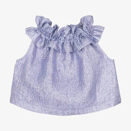 انجلز فيس-بلوزة جاكارد لون بنفسجي مزين بكشكش للبنات | Childrensalon Outlet