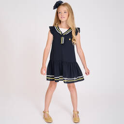 Angel's Face-Синее платье из крепа в матросском стиле | Childrensalon Outlet