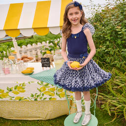 Angel's Face-Girls Navy Blue Gingham Tutu Skirt | Childrensalon Outlet