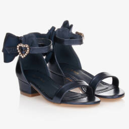 Angel's Face-Girls Navy Grosgrain Bow Sandals | Childrensalon Outlet