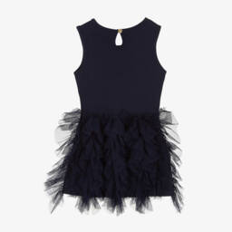 Angel's Face-Girls Navy Tulle Ruffle Gown | Childrensalon Outlet