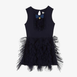 Angel's Face-Girls Navy Tulle Ruffle Gown | Childrensalon Outlet