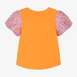 Angel's Face-Оранжевый хлопковый топ с парчой | Childrensalon Outlet
