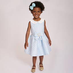 Angel's Face-Голубое платье из парчи с цветочным узором | Childrensalon Outlet