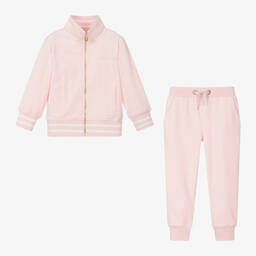 Angel's Face-بدلة رياضية قطن قطيفة لون زهري فاتح للبنات | Childrensalon Outlet