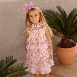 Angel's Face-Girls Peach Blossom Tulle Frock | Childrensalon Outlet