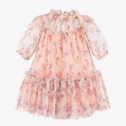 Angel's Face-Girls Peach Floral Tulle Gown | Childrensalon Outlet