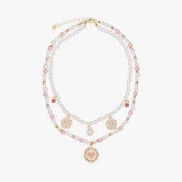 Angel's Face-Girls Pink and Pearl Charm Necklace | Childrensalon Outlet