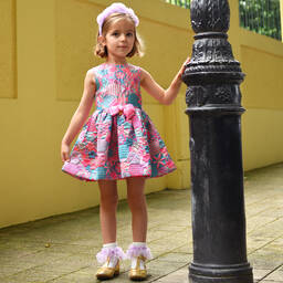 Angel's Face-Girls Pink & Blue Jacquard Dress | Childrensalon Outlet
