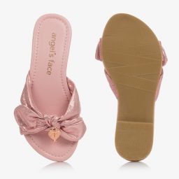 انجلز فيس-شبشب سلايدرز قماش لون زهري للبنات | Childrensalon Outlet