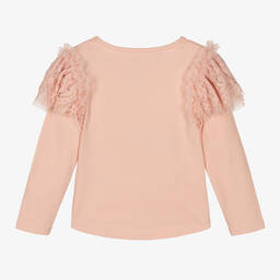Angel's Face-Girls Pink Cotton Lace Trim Top | Childrensalon Outlet