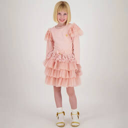 Angel's Face-Girls Pink Cotton Lace Trim Top | Childrensalon Outlet