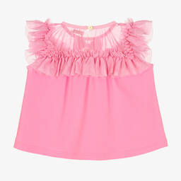 Angel's Face-Girls Pink Cotton & Tulle Top | Childrensalon Outlet