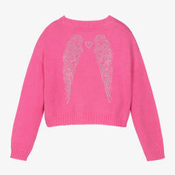 Angel's Face-Girls Pink Diamanté Wings Sweater | Childrensalon Outlet