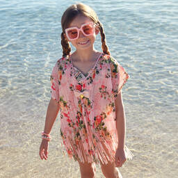 Angel's Face-قَفْطان بطبعة ورود لون زهري للبنات | Childrensalon Outlet