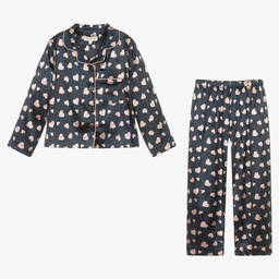 Angel's Face-Розовая атласная пижама с сердечками для девочек | Childrensalon Outlet