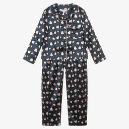 Angel's Face-Розовая атласная пижама с сердечками для девочек | Childrensalon Outlet