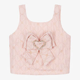 Angel's Face-توب جاكارد لون زهري مزين بفيونكة للبنات | Childrensalon Outlet