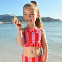 Angel's Face-Girls Pink & Red Striped Tankini (UPF50+) | Childrensalon Outlet