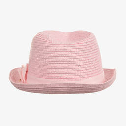 Angel's Face-Розовая соломенная шляпа с узкими полями | Childrensalon Outlet