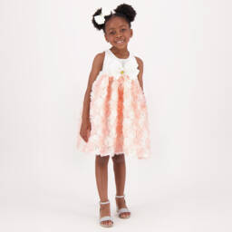 Angel's Face-Платье из розового и белого тюля с цветочным узором для девочек | Childrensalon Outlet