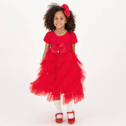 Angel's Face-Girls Red Ruffle Tulle Dress | Childrensalon Outlet