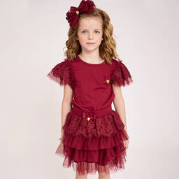Angel's Face-Girls Red Tulle & Lace Trim Tutu Skirt | Childrensalon Outlet