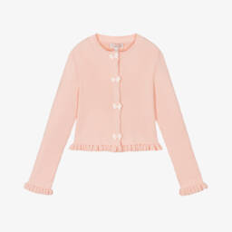 Angel's Face-Girls Ribbed Peach Cotton Cardigan | Childrensalon Outlet