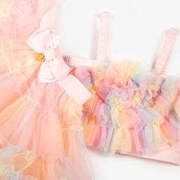 Angel's Face-Girls Rosy Rainbow Tulle Ensemble | Childrensalon Outlet