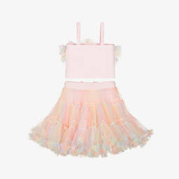 Angel's Face-Girls Rosy Rainbow Tulle Ensemble | Childrensalon Outlet