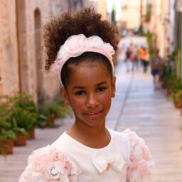 Angel's Face-Girls Rosy Tulle Floral Headband | Childrensalon Outlet