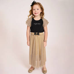 Angel's Face-Girls Sheer Gold Pleated Skirt | Childrensalon Outlet