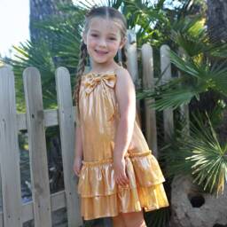 Angel's Face-Girls Shimmering Gold Lamé Frock | Childrensalon Outlet