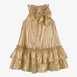 Angel's Face-Girls Shimmering Gold Lamé Frock | Childrensalon Outlet