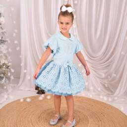 Angel's Face-Girls Soft Blue Bow Adorned Top | Childrensalon Outlet