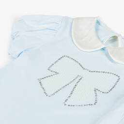 Angel's Face-Girls Soft Blue Bow Adorned Top | Childrensalon Outlet