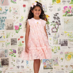 Angel's Face-Girls Sparkling Pink Floral Tulle Gown | Childrensalon Outlet