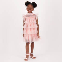 Angel's Face-Платье из сверкающего розового тюля для девочек | Childrensalon Outlet