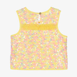 Angel's Face-بلوزة صفراء براقة بلا أكمام للبنات | Childrensalon Outlet