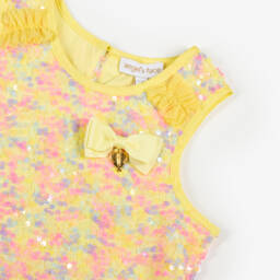 Angel's Face-بلوزة صفراء براقة بلا أكمام للبنات | Childrensalon Outlet