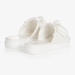 Angel's Face-Girls White Bow Quilted Sliders | Childrensalon Outlet