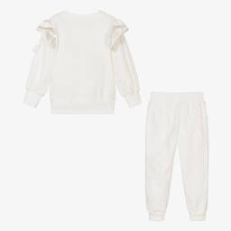 Angel's Face-تراكسوت قطن جيرسي لون أبيض وذهبي للبنات | Childrensalon Outlet