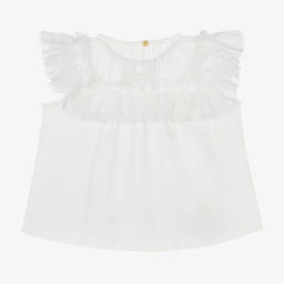 Angel's Face-Girls White Cotton & Tulle Top | Childrensalon Outlet