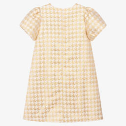 Angel's Face-Girls White & Gold Houndstooth Dress | Childrensalon Outlet