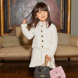 Angel's Face-تنورة قطن محبوك و شيفون لون أبيض | Childrensalon Outlet